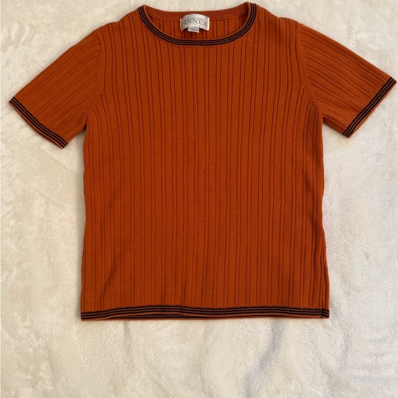 Casual Corner Tops - VTG 90s Casual Corner Annex Ribbed Knit Top Made in Australia Rust Orange